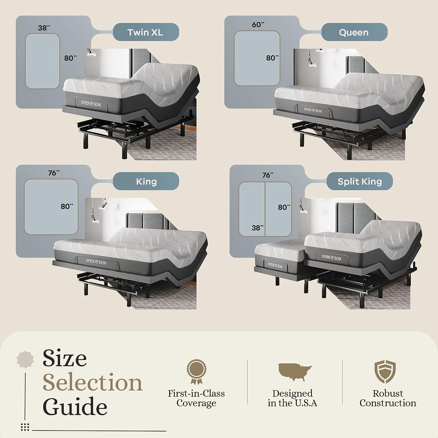 Classic Adjustable Bed Base (Frame) + 14 Inch Hybrid Spring Matt (Medium Soft), Head and Foot Lift, Massage, Under-Bed Lights, USB, Memory, Zero Gravity, Wireless Remote - Split King